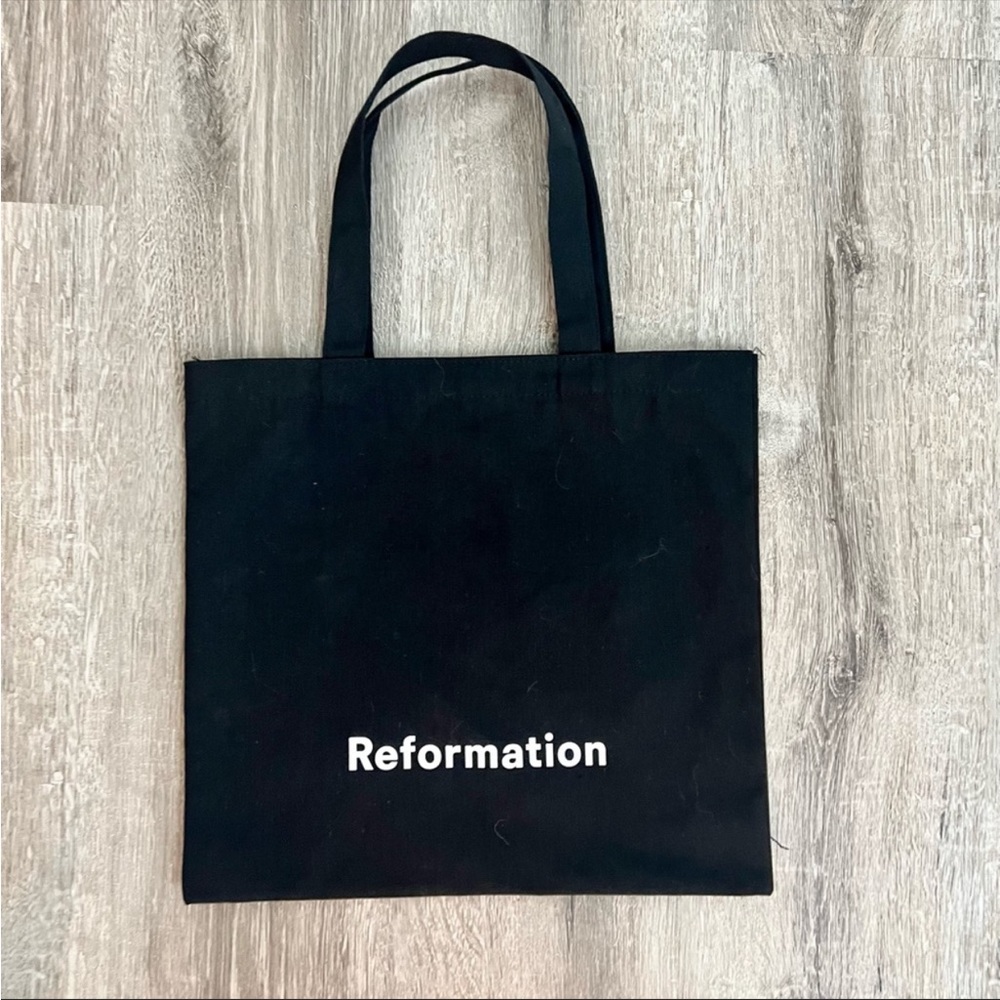 Reformation Canvas Tote Bag in Black, Small